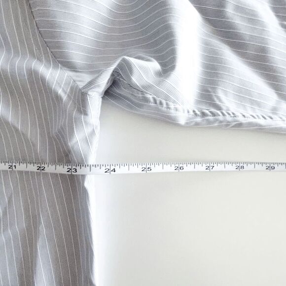 Nordstrom Mens Non Iron Trim Fit Long Sleeve Shirt Stripes Gray Size 17 - Picture 7 of 7